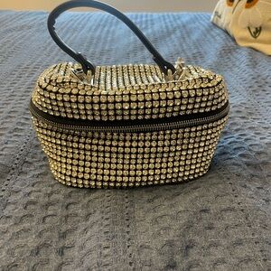 Elegant Black and Silver Rhinestone Women's Bag